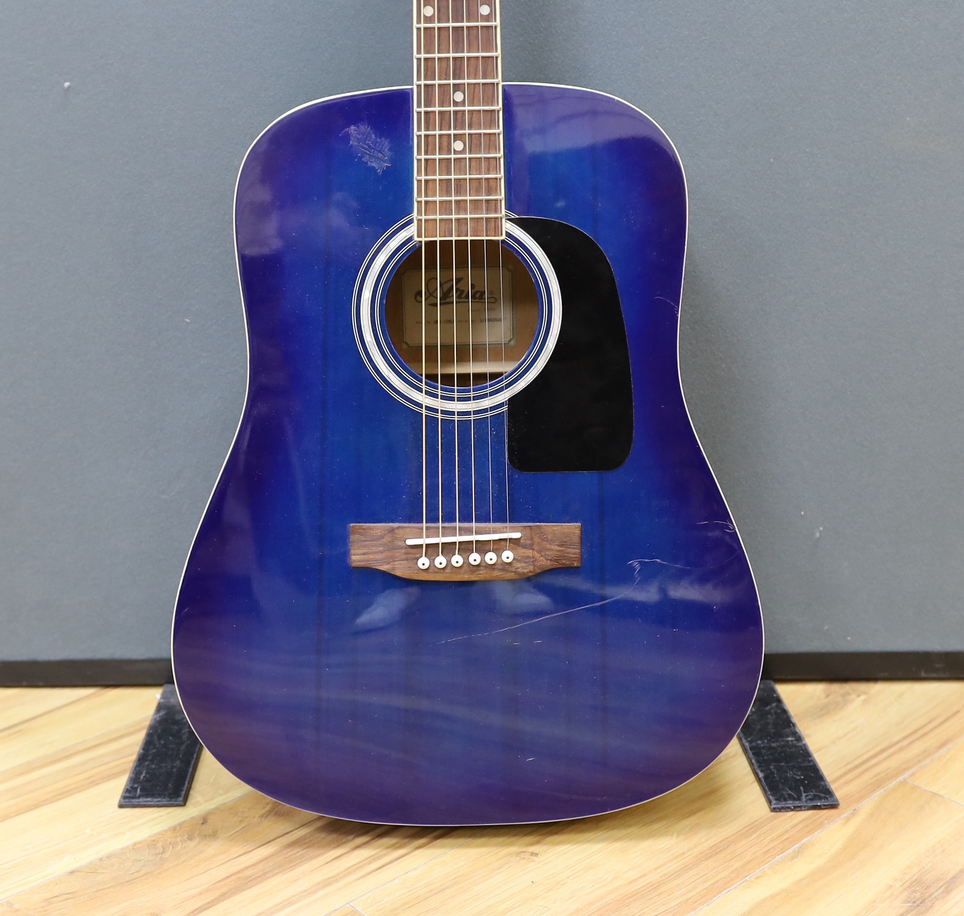 An Aria acoustic guitar, model no.AWN-15BLS
